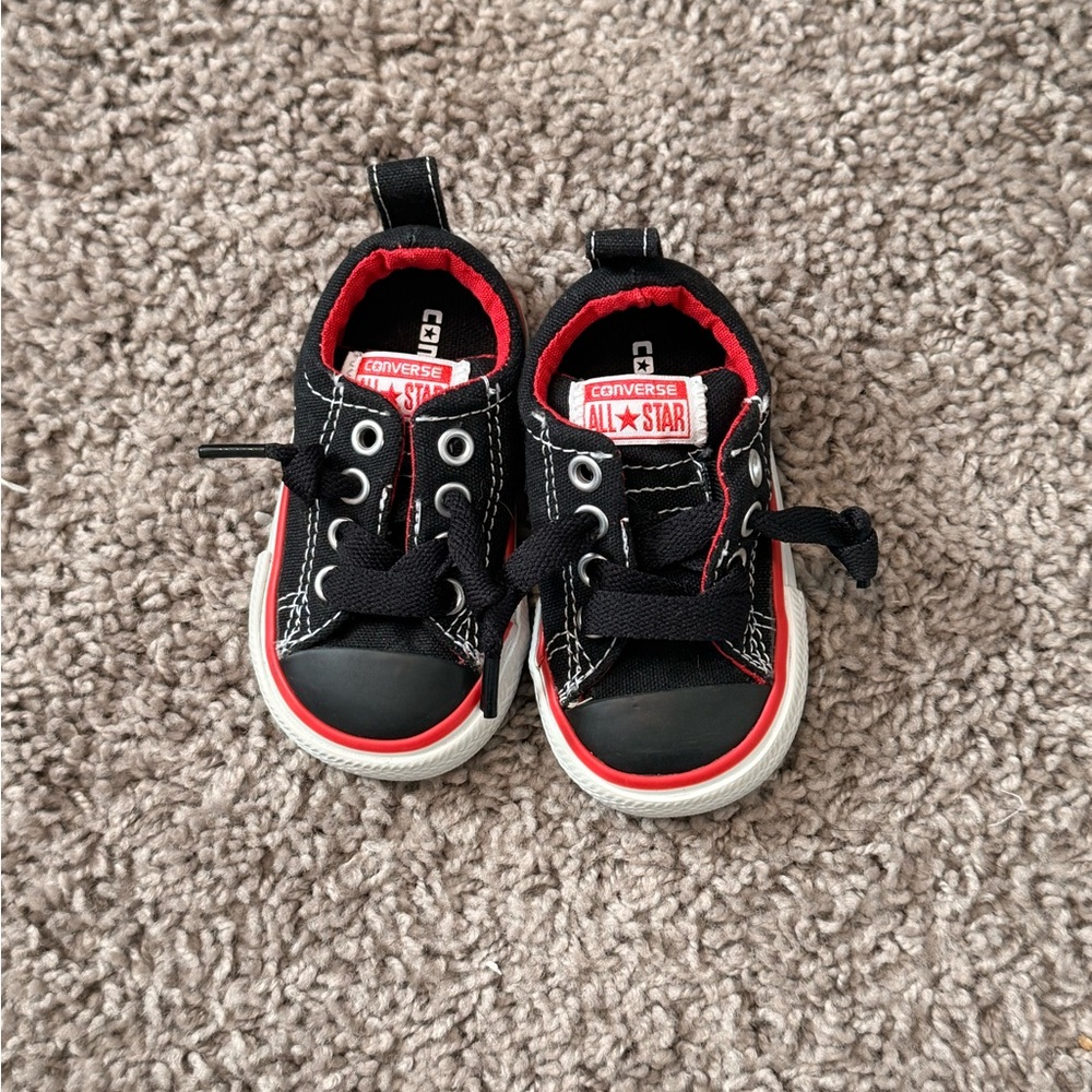 Converse Baby Black and Red Sneakers